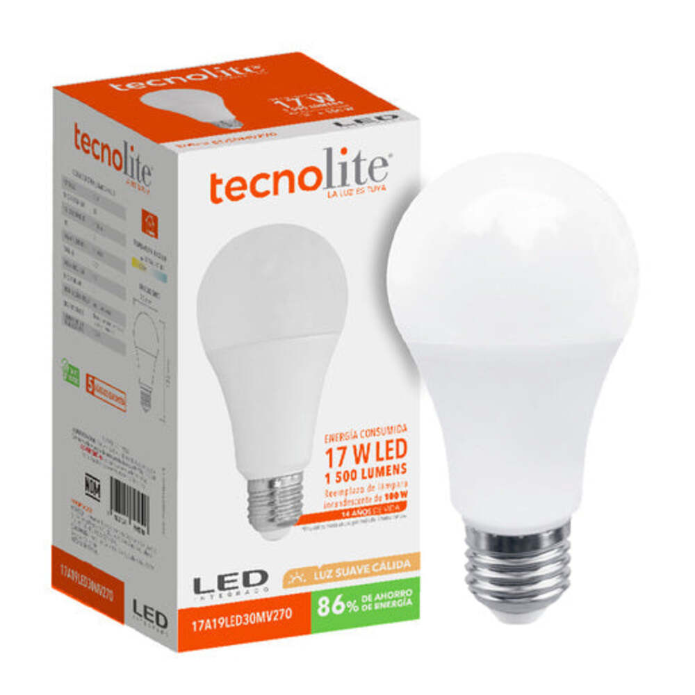 Foco LED 17W 100-240V Blanco Calido 3000K Luz Suave TECNOLITE. – Lumi  Material Electrico